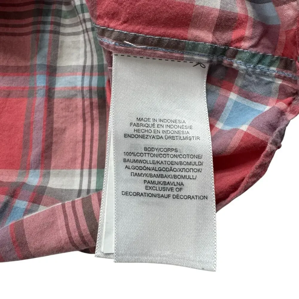 RALPH LAUREN Pink Blue White Plaid Poplin Long Sleeve Shirt Size 7 Boys Cotton